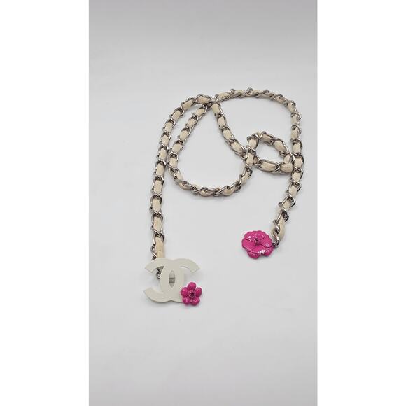 Chanel Gold-tone white leather 2004 Chain-Link Belt M sz - Picture 8 of 11